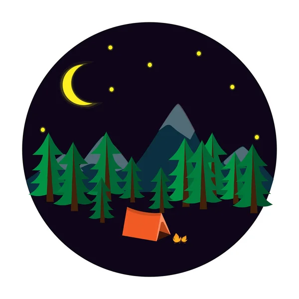 Camping in a tent — Stock Vector