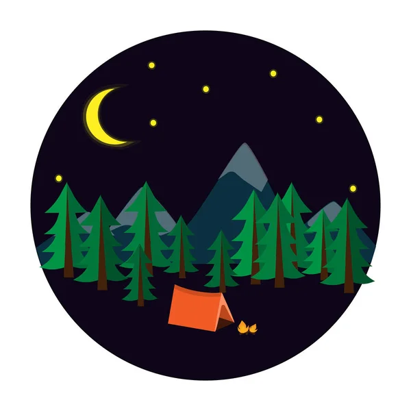 Camping en una tienda — Vector de stock