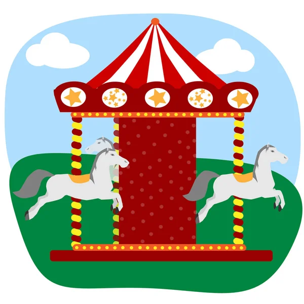 3 つの馬とカルーセル — ストックベクタ
