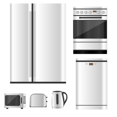 Beyaz mutfak aletleri takımı