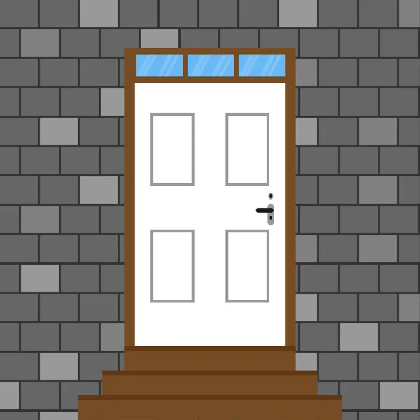 Hausaußenseite. Haustür und Ziegelmauer — Stockvektor
