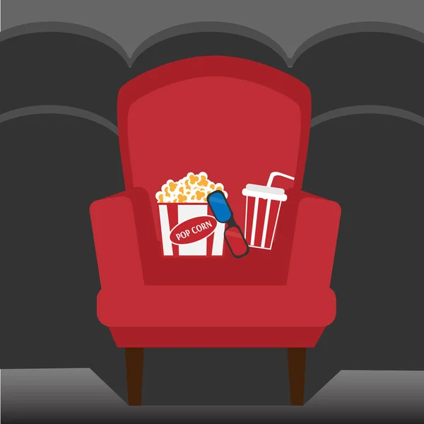 Üres szék inside film — Stock Vector