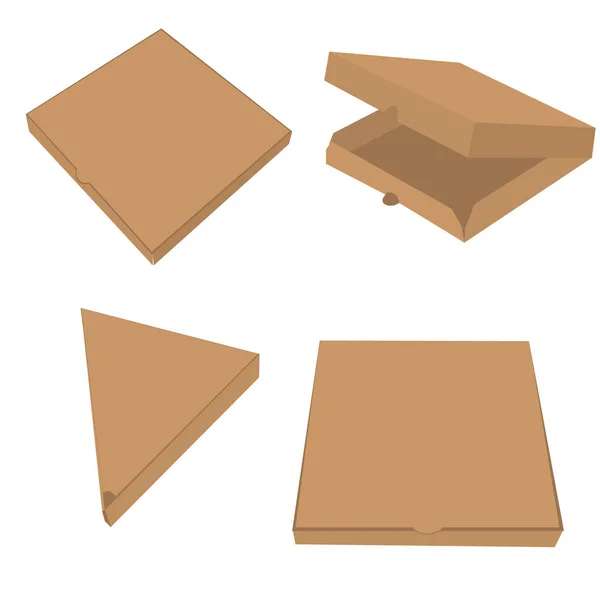 Cardboard pizza box set — Stock Vector