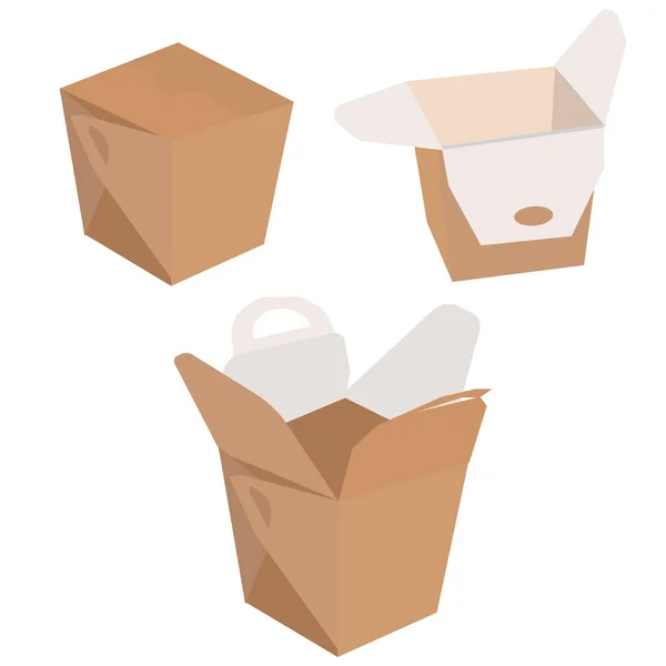 Cardboard wok box set — Stock Vector
