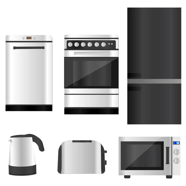 Küchengeräte schwarz und weiß Set — Stockvektor