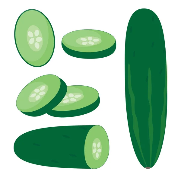 Sliced cucumber set — Stock Vector