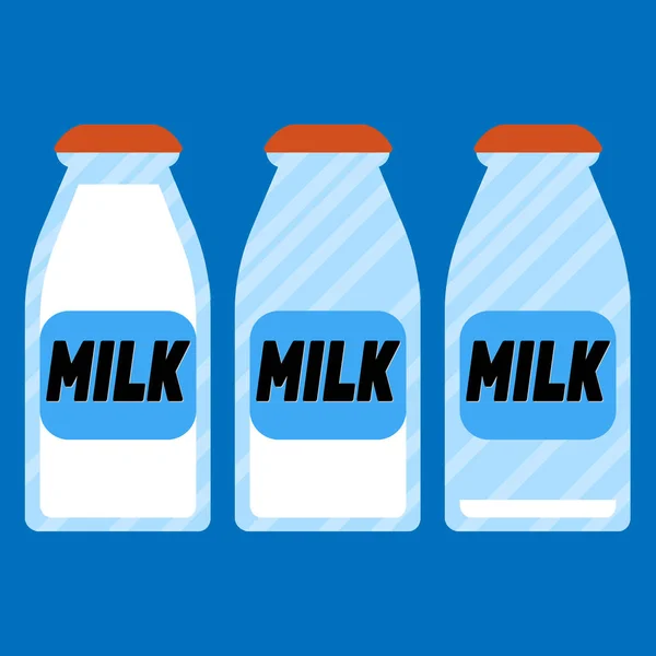 Butelki na mleko pełne i puste. — Wektor stockowy