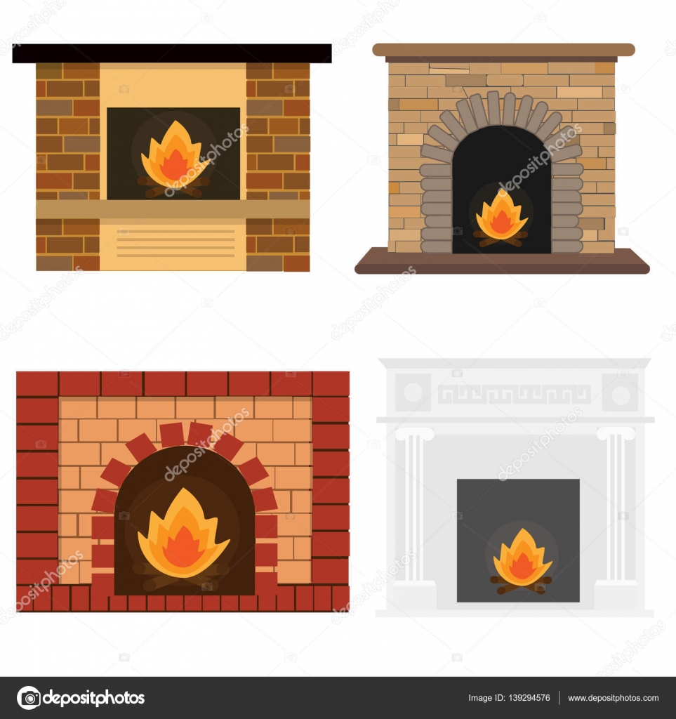 A Set Of Four Fireplaces Stock Vector C Alenasamygina Gmail Com
