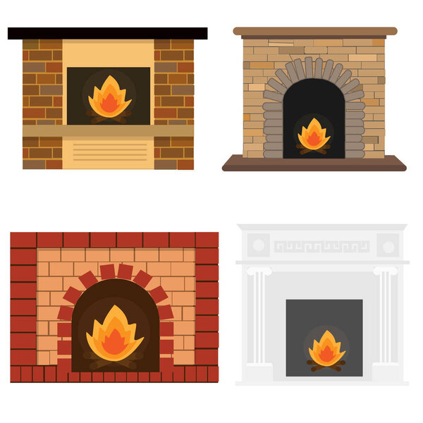 A set of four fireplaces