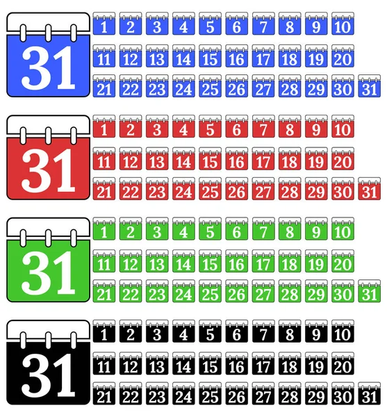 Ensemble d'icône de calendrier — Image vectorielle