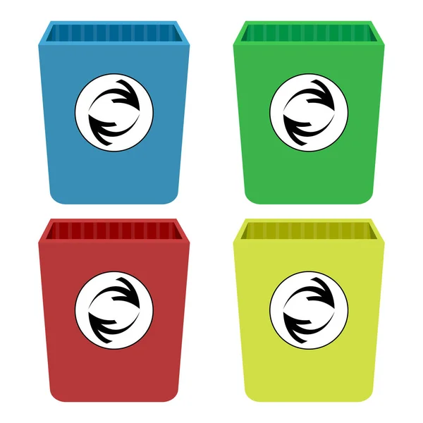 Cztery kolory puszek śmieci — Wektor stockowy