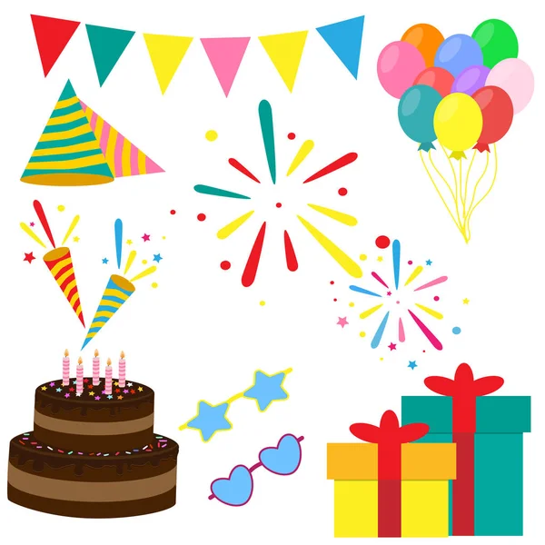 Birthday and Party Set accessories — Stock Vector