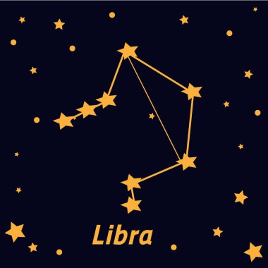 Yıldızlı gökyüzü üzerinde Terazi takımyıldızı