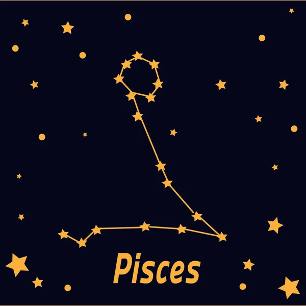 Constelación de Piscis en el cielo estrellado — Vector de stock