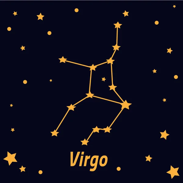 Constelación de Virgo en el cielo estrellado — Vector de stock