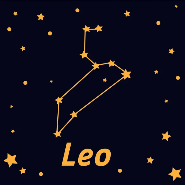 Leo constellation on starry sky — Stock Vector