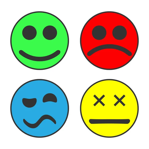 Empat set ikon emoji penuh warna - Stok Vektor
