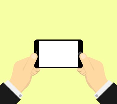 Telefon ile boş perde tutan el