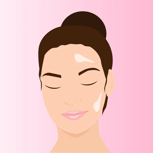 Femme avec de la crème sur le visage — Image vectorielle