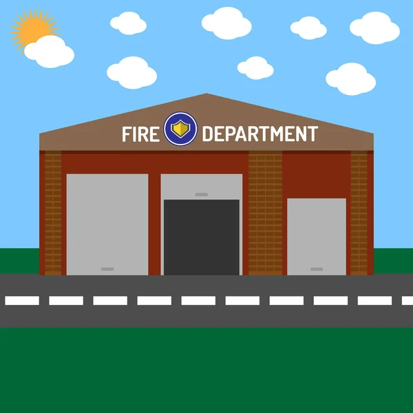 Edificio de bomberos sin coches — Vector de stock