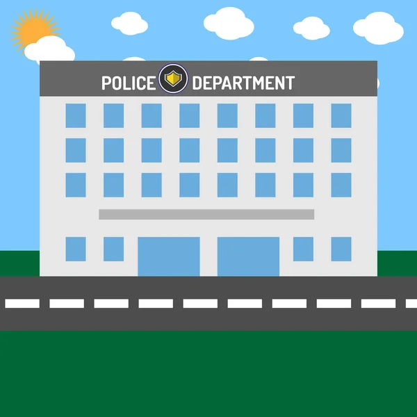 Departamento de policía edificio sin coches — Vector de stock