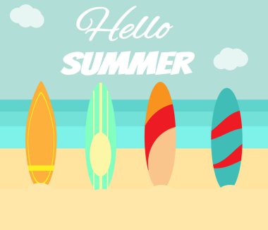 plajda sörf tahtası. 