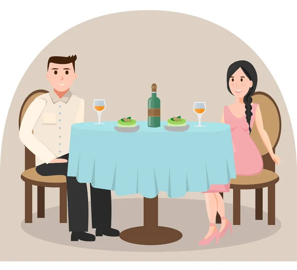 Man and woman in restaurant — Stock Vector