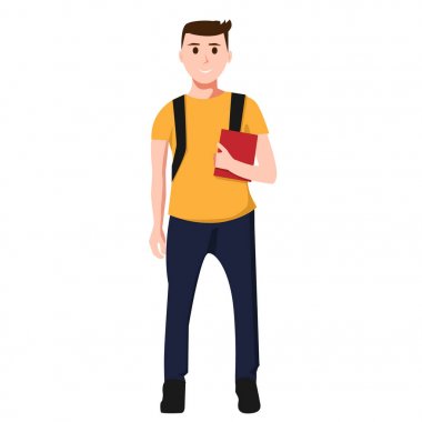 İzole genç adam. Kırmızı kitap ile öğrenci