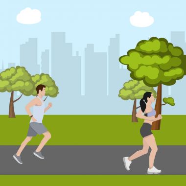 parkta çalışan kadın ve erkek