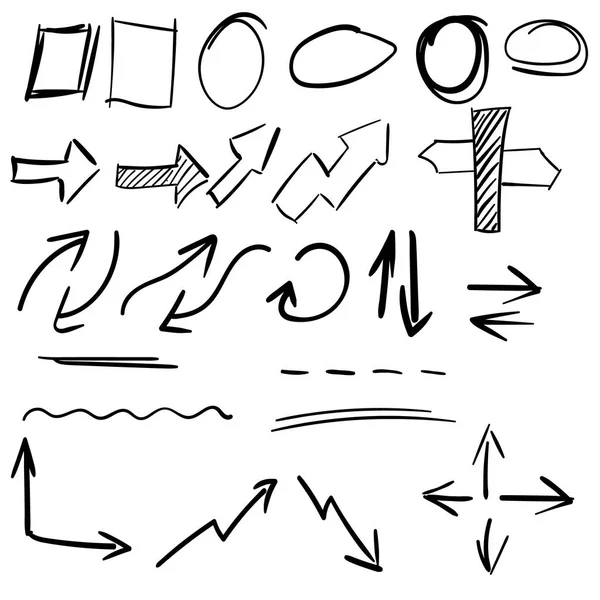 手画箭头、 圆和下划线 — 图库矢量图片