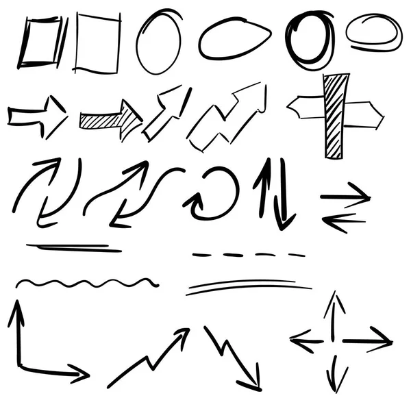 Mão desenhar seta, círculo e sublinhado Vetores De Bancos De Imagens Sem Royalties