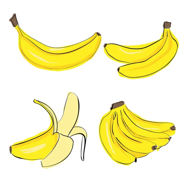Mão desenhar banana colorido conjunto Vetores De Bancos De Imagens Sem Royalties
