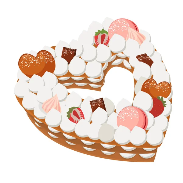 Gâteau coeur avec garniture différente — Image vectorielle