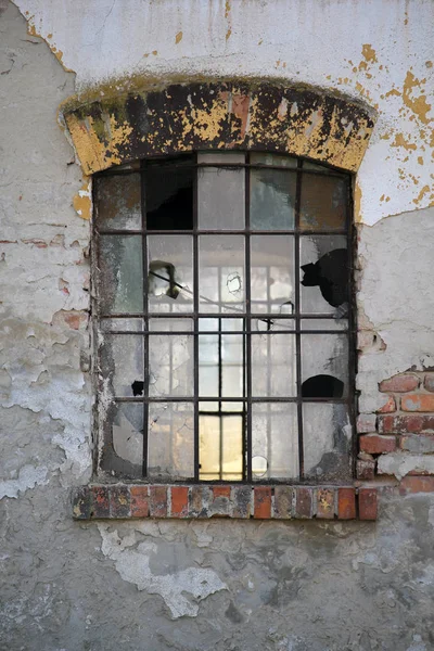 Old broken industrial window — Stock Photo, Image