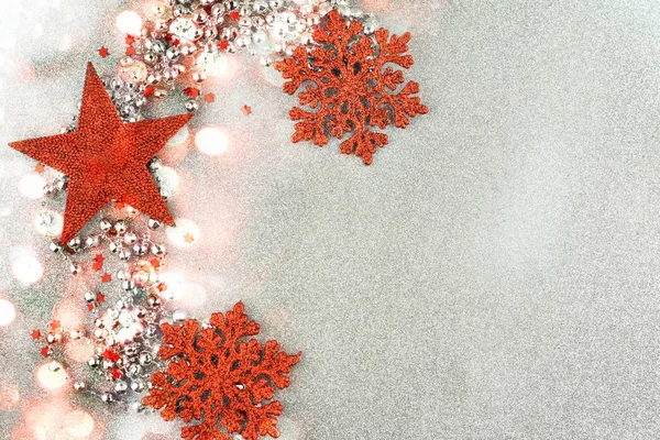 Red and Silver Christmas border — Stock Photo, Image