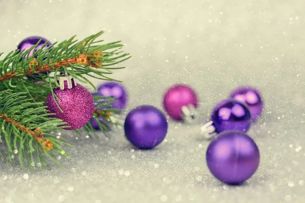Fundo Com Decoração Natal Violeta — Fotografia de Stock