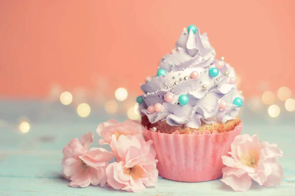 Πολύ Νόστιμο Cupcake Αναζητούν Ροζ — Φωτογραφία Αρχείου