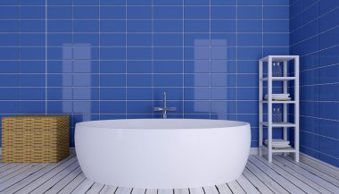 Banyo yalnız bekar evinde. 3D görüntüleme