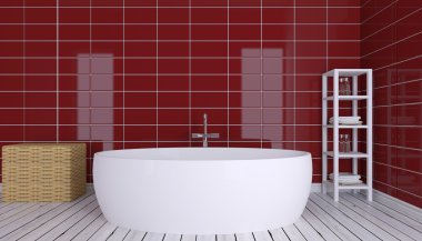 Banyo yalnız bekar evinde. 3D görüntüleme