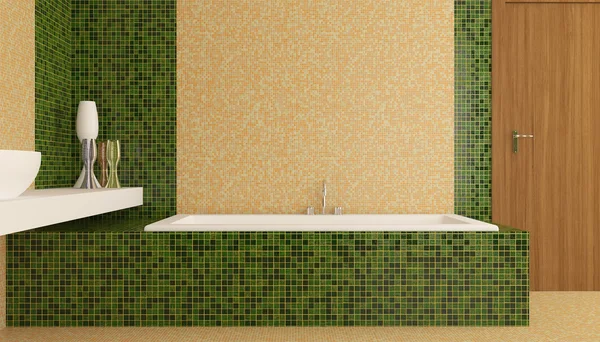 Interno moderno di un bagno in un appartamento in città. Render 3D — Foto Stock
