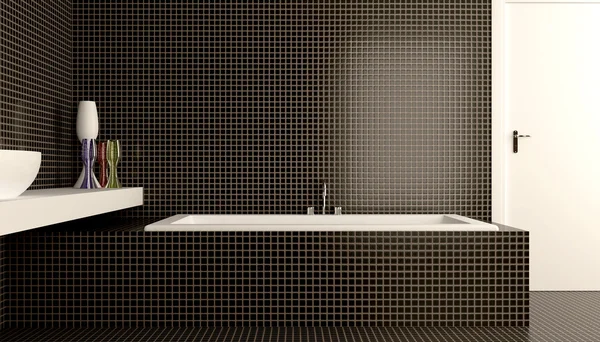 Moderna inredningen i ett badrum i en stadslägenhet. 3D render — Stockfoto