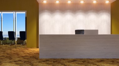 Toplantı odası. Kış sabahı. 3D render