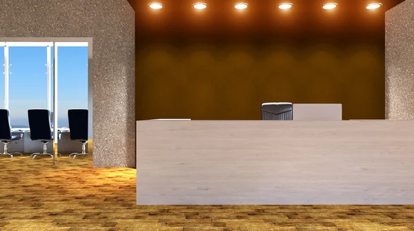 Boş ofis. Güneşli morning.3d işleme