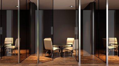 Kavramsal ofisleri. Ofis dizisi. 3D render.