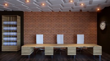 Kavramsal ofisleri. Ofis dizisi. 3D render.