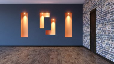 Boş ofis. Yeni ofis alanı. 3D render.