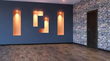 Boş ofis. Yeni ofis alanı. 3D render.