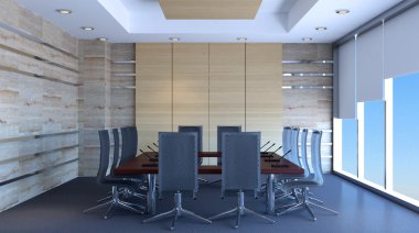 Kavramsal ofisleri. Ofis dizisi. 3D render.