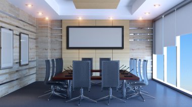 Kavramsal ofisleri. Ofis dizisi. 3D render.