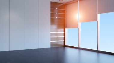 Boş ofis. Yeni ofis alanı. 3D render.